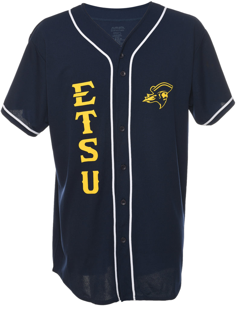 Button Front ETSU Printed T-shirt - L