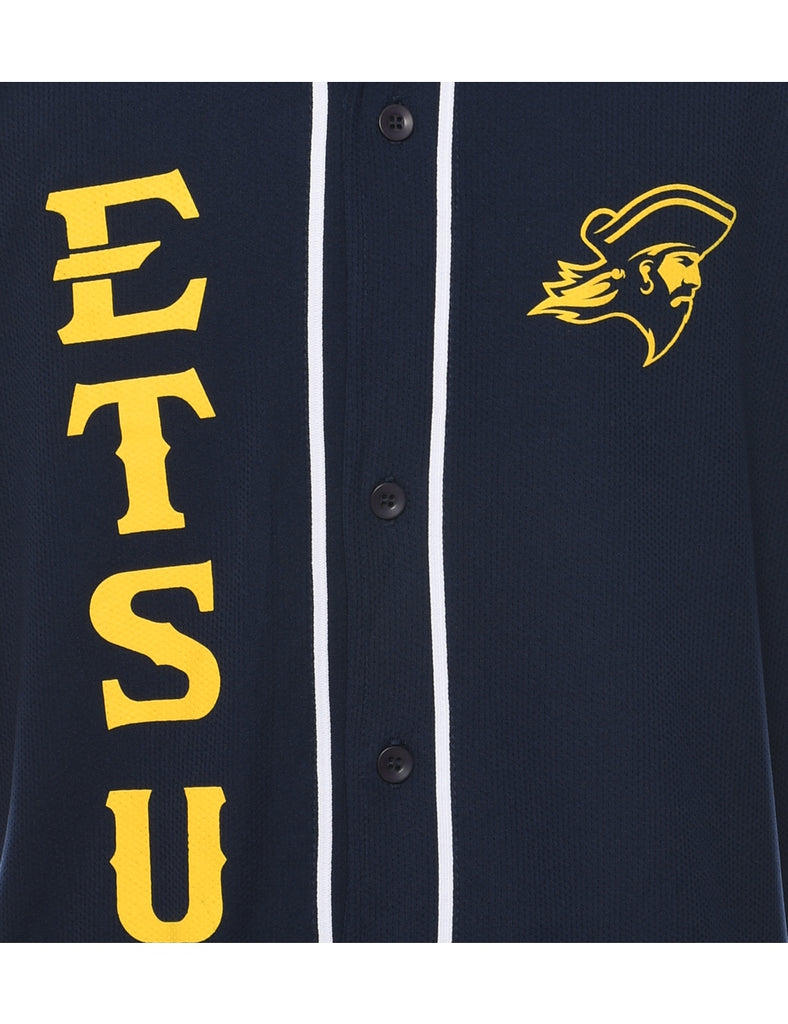 Button Front ETSU Printed T-shirt - L