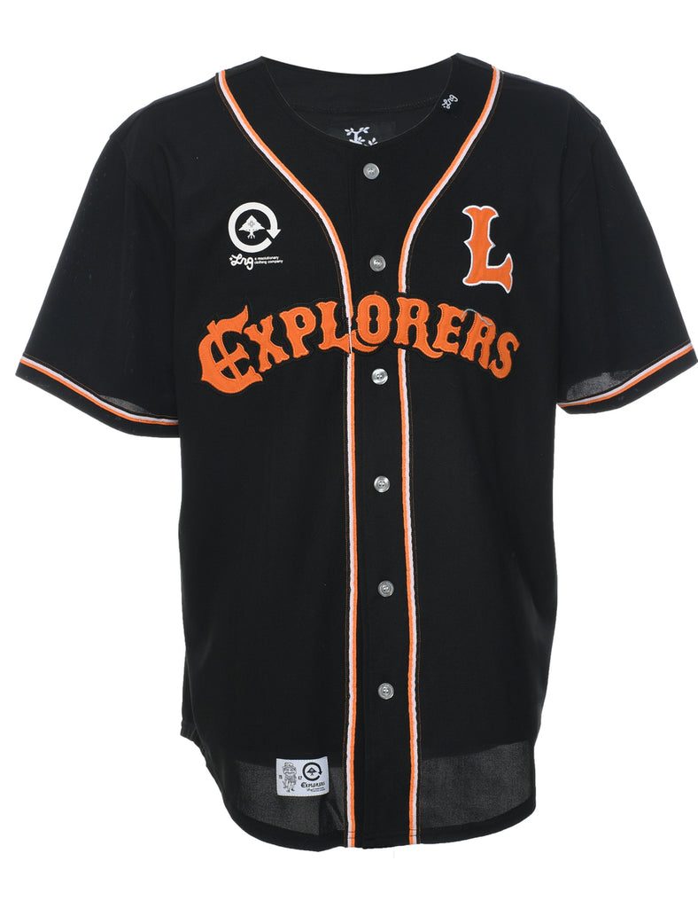 Button Front Explorers Printed T-shirt - XL