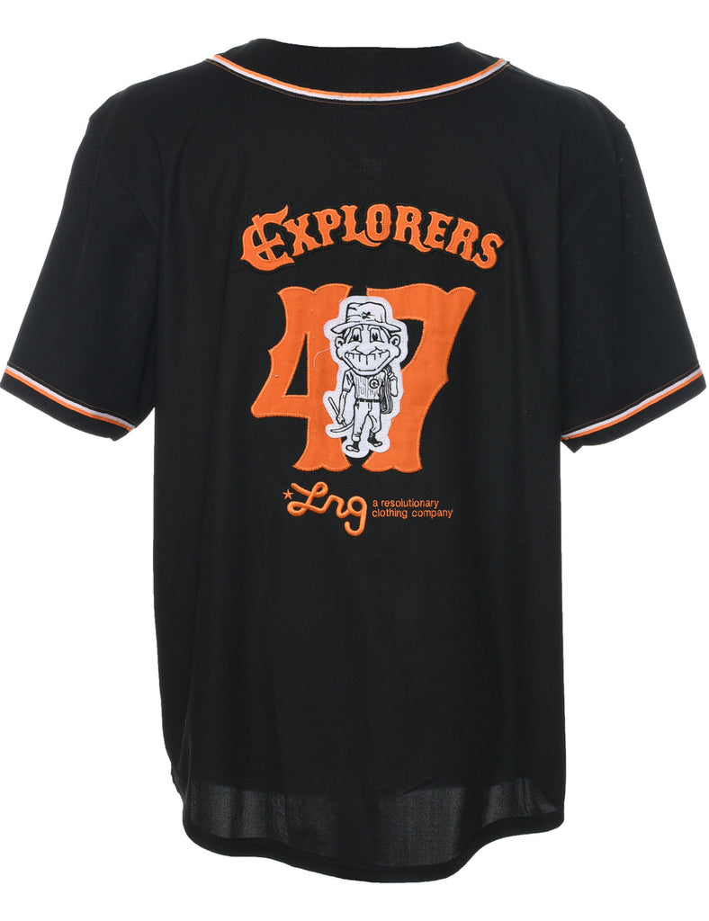 Button Front Explorers Printed T-shirt - XL