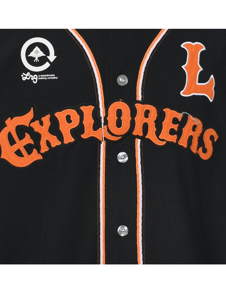 Button Front Explorers Printed T-shirt - XL