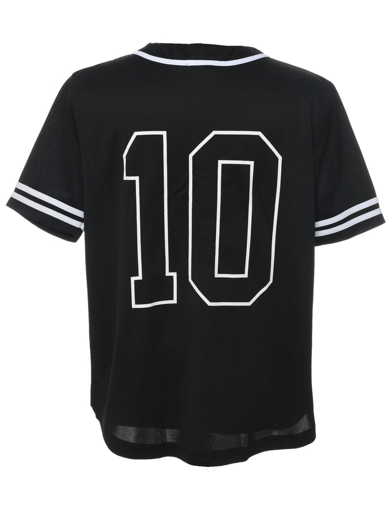 Button Front Hustle Printed T-shirt - L