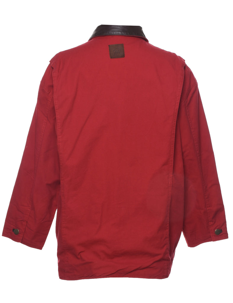 Button Front Leather Collar Jacket - L