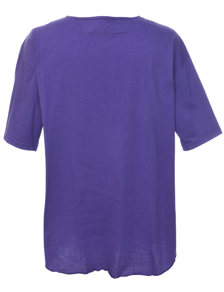 Button Front Minnesota Vikings Printed T-shirt - XL
