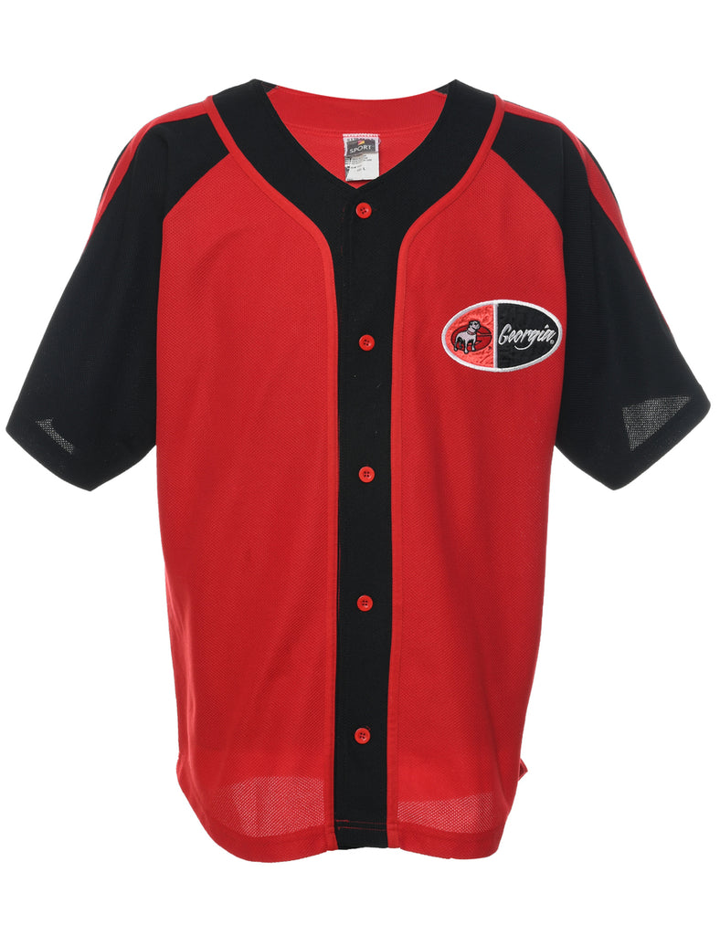 Button Front Plain T-shirt - L
