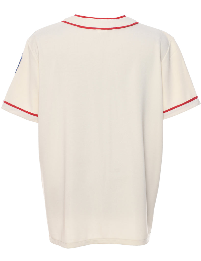 Button Front Plain T-shirt - L
