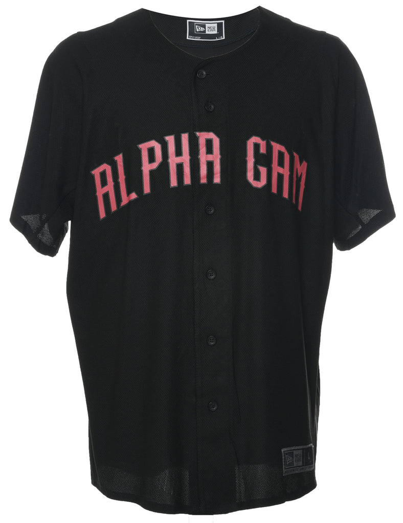 Button Front Printed T-shirt - L