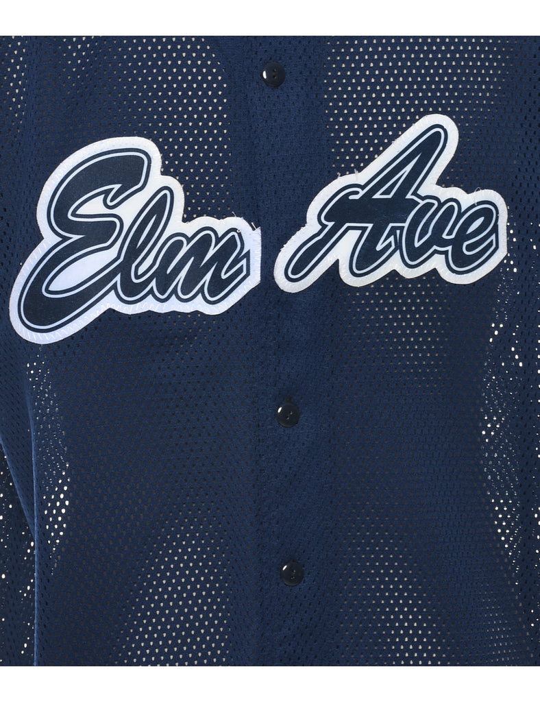 Button Front Printed T-shirt - XL