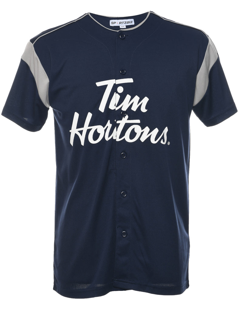 Button Front Tim Hortons Printed T-shirt - S