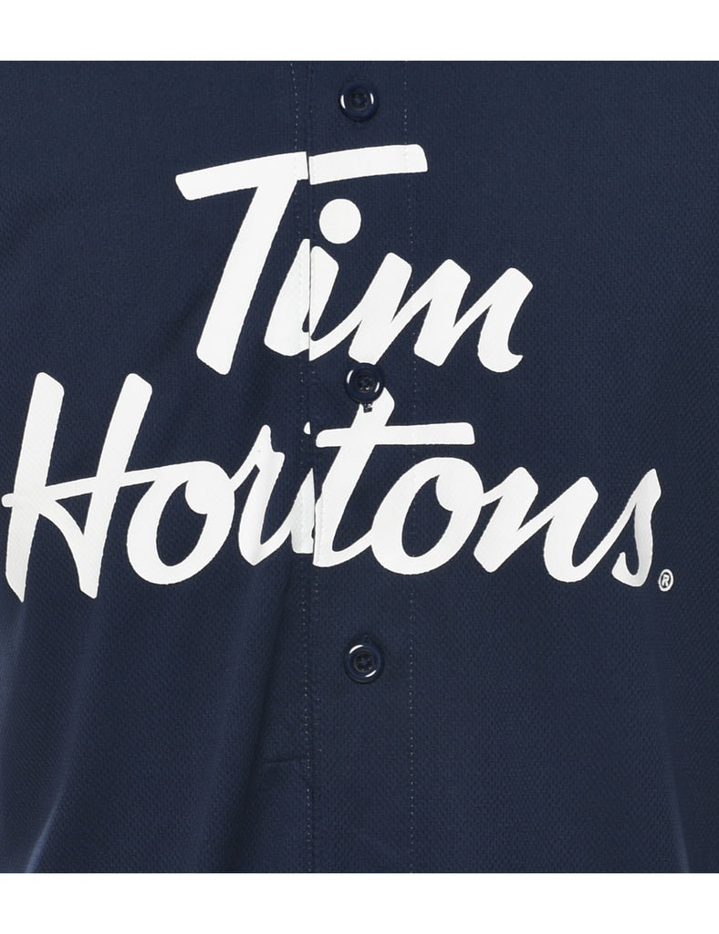 Button Front Tim Hortons Printed T-shirt - S