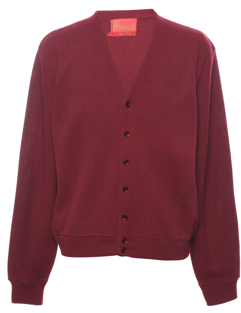 Button Through Red Cardigan - XL