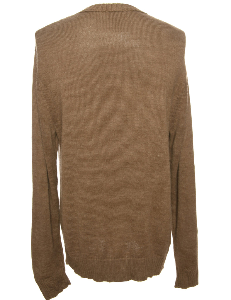 Cable Knit Brown Jumper - M