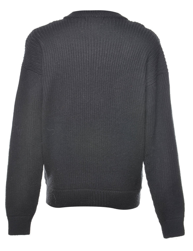 Cable Knit Geometric Pattern Jumper - L