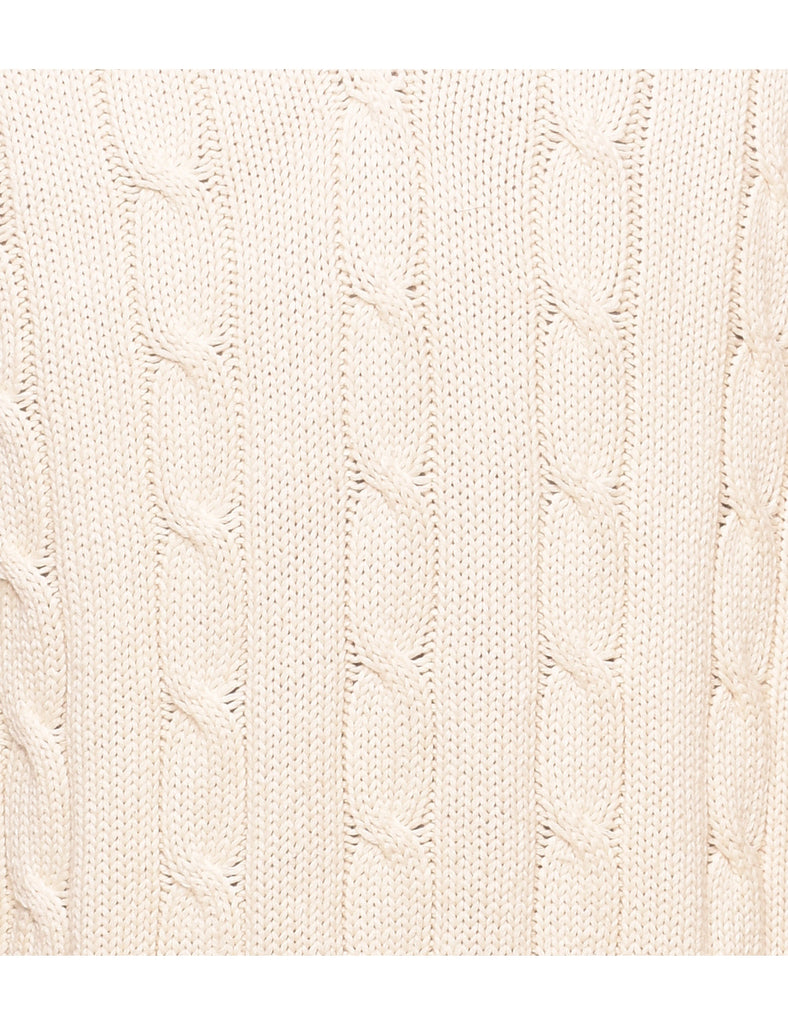 Cable Knit Off White Jumper - L