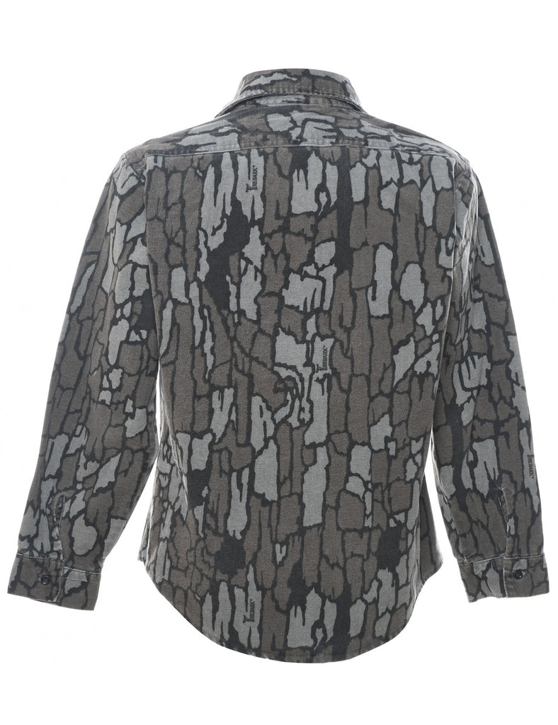 Camouflage Print Grey Flannel Shirt - M