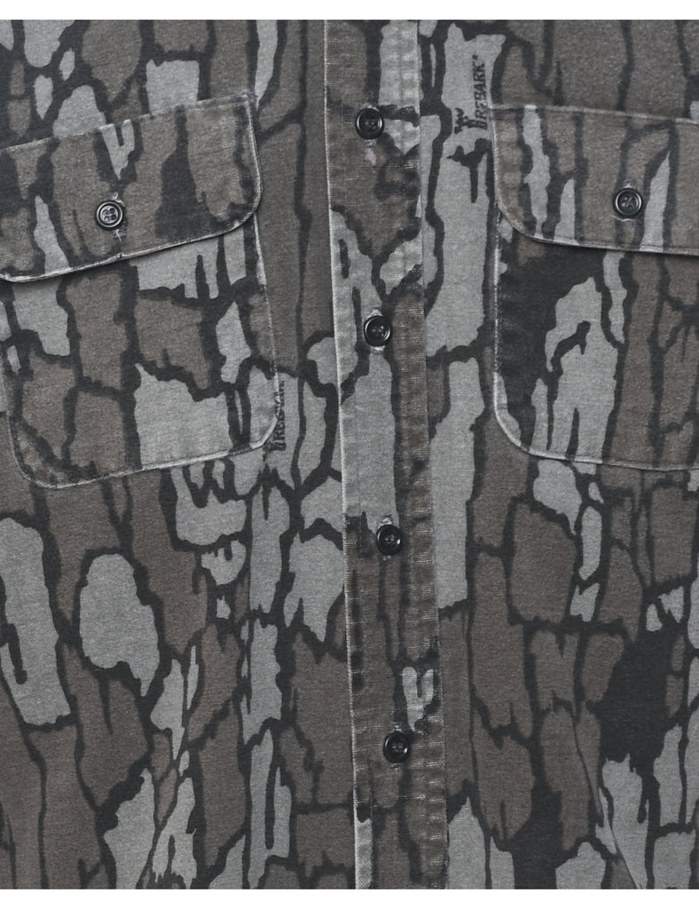 Camouflage Print Grey Flannel Shirt - M