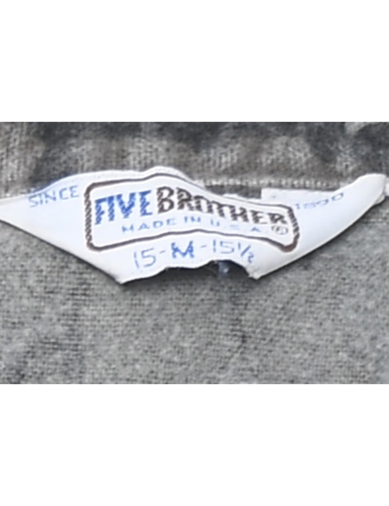 Camouflage Print Grey Flannel Shirt - M