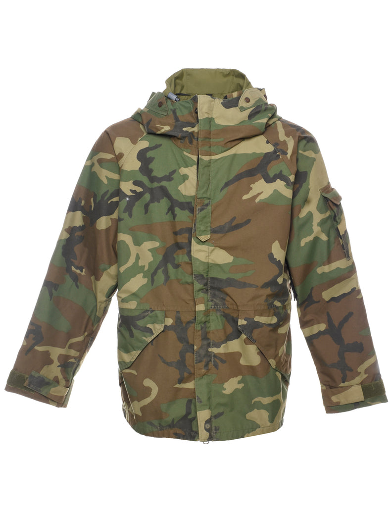 Camouflage Print Military Jacket - M