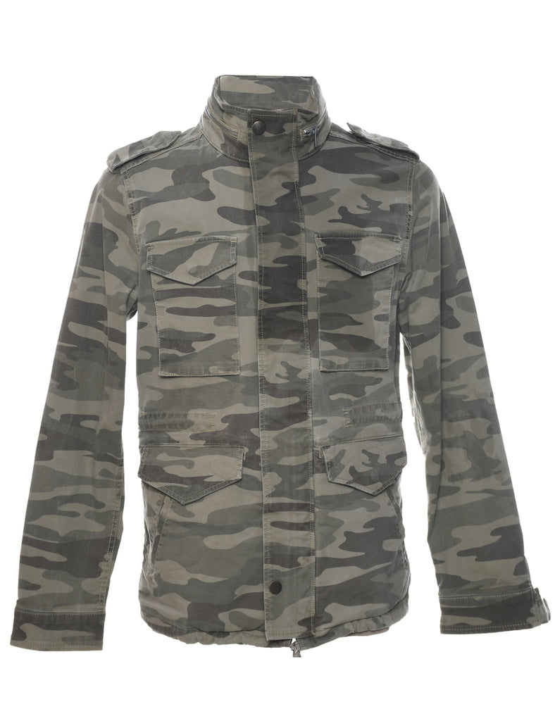 Camouflage Print Military Jacket - S