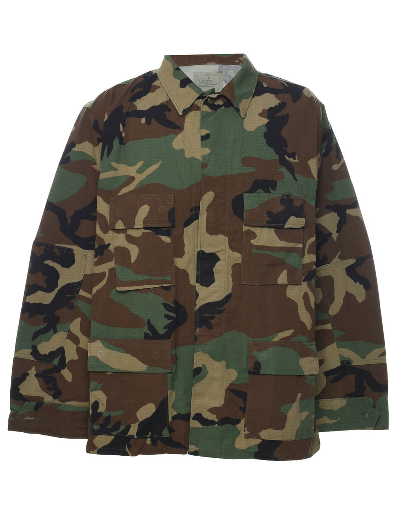 Camouflage Print Military Jacket - XL