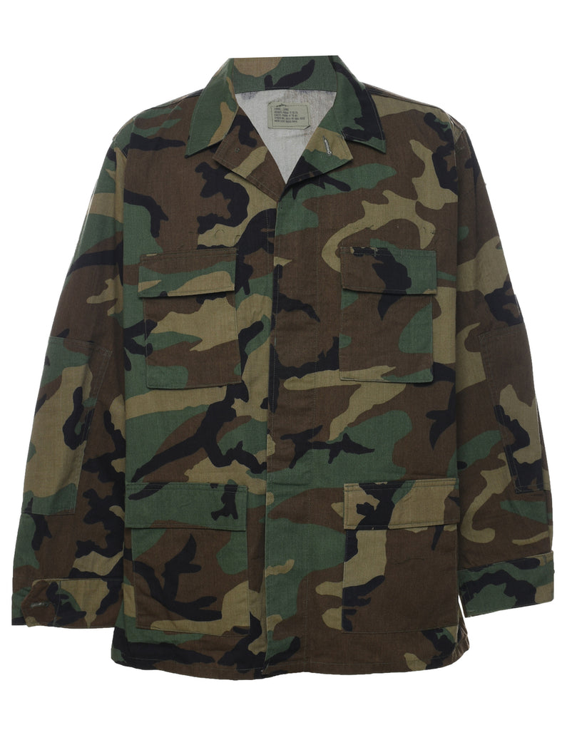 Camouflage Print Military Jacket - L