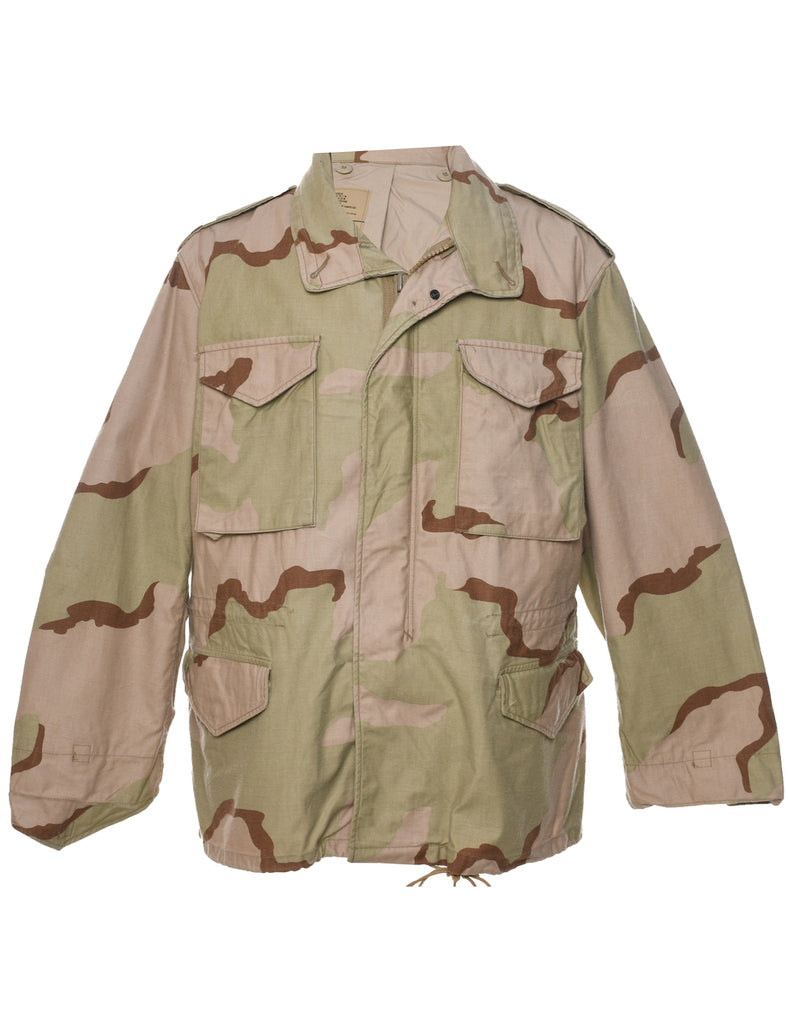 Camouflage Print Military Jacket - L