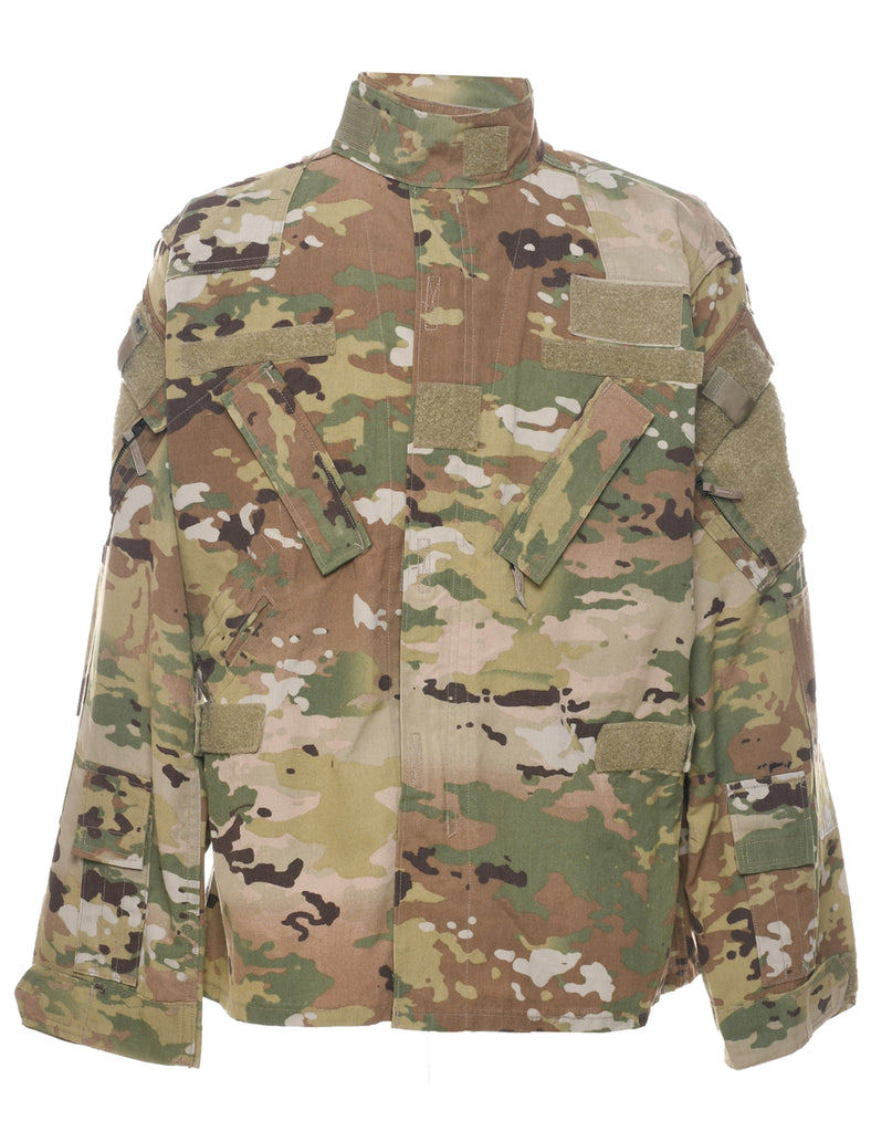 Camouflage Print Military Jacket - L