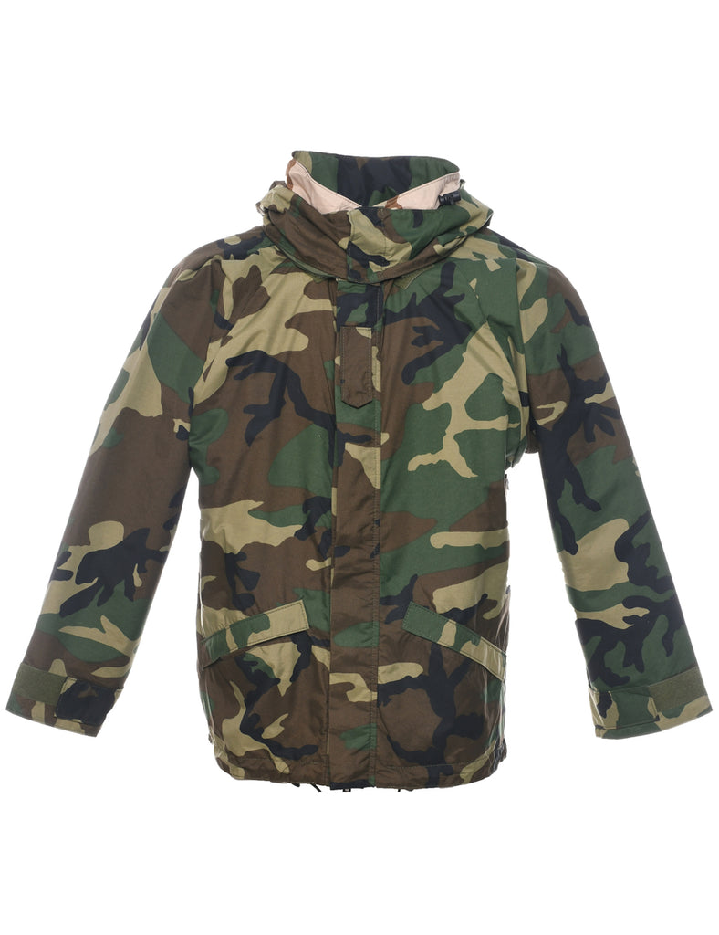 Camouflage Print Military Jacket - L