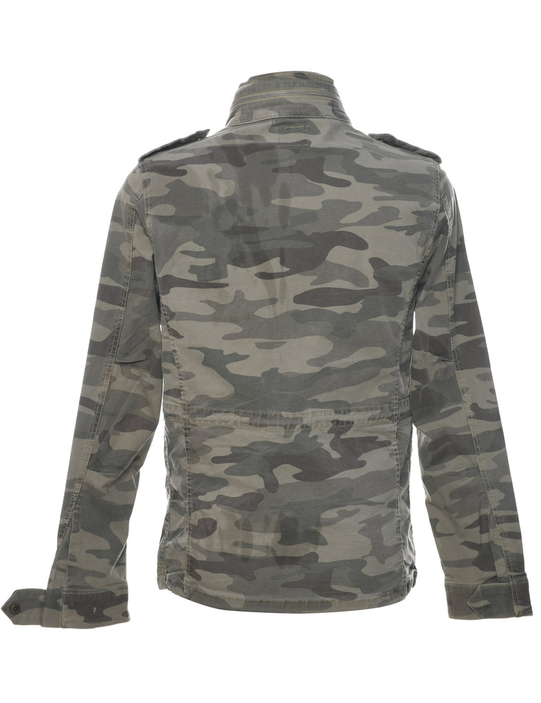 Camouflage Print Military Jacket - S