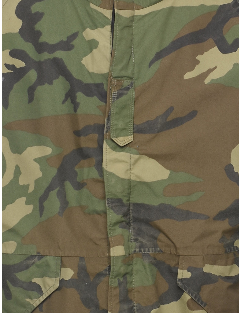 Camouflage Print Military Jacket - M