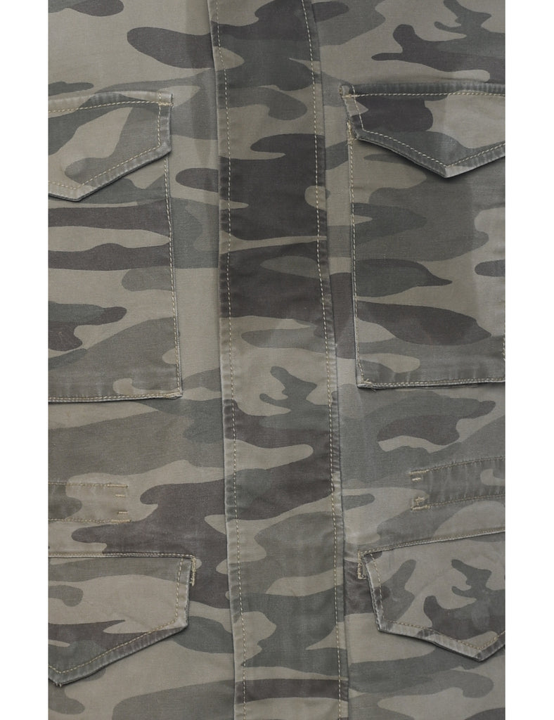 Camouflage Print Military Jacket - S