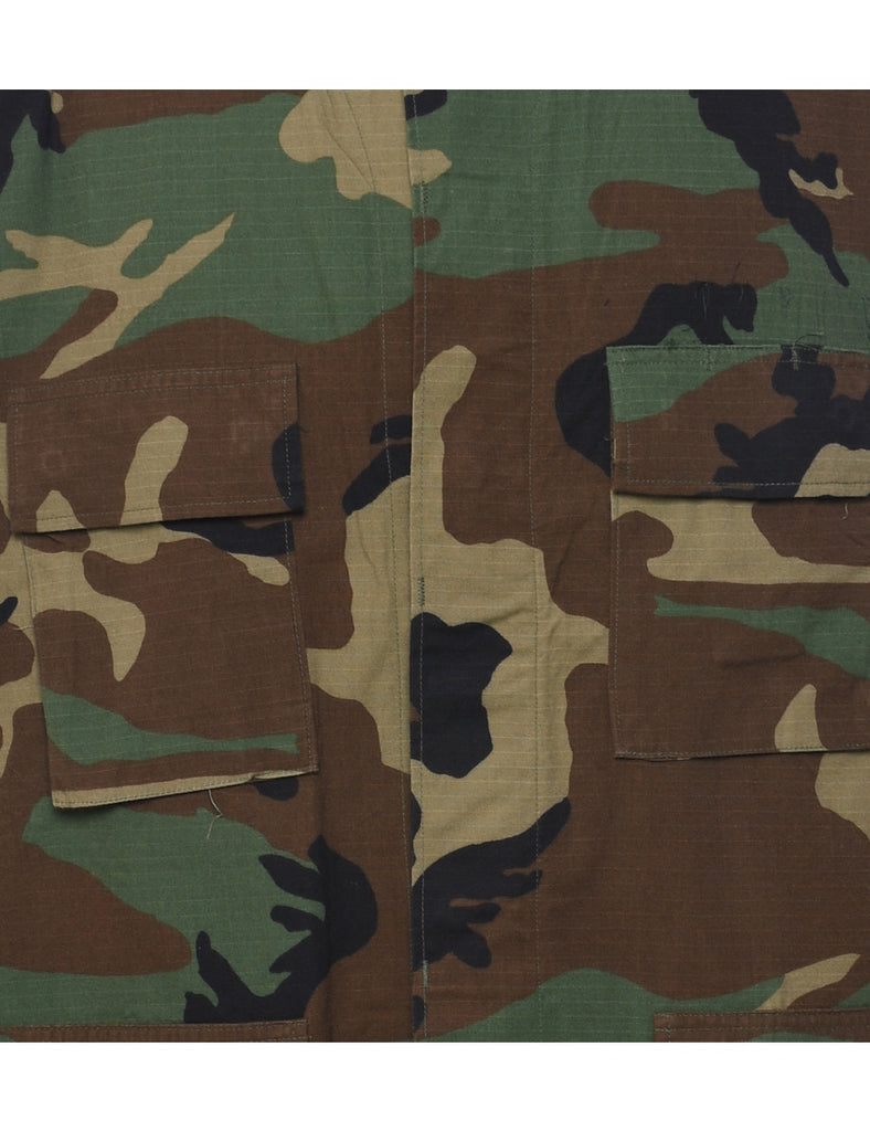 Camouflage Print Military Jacket - XL