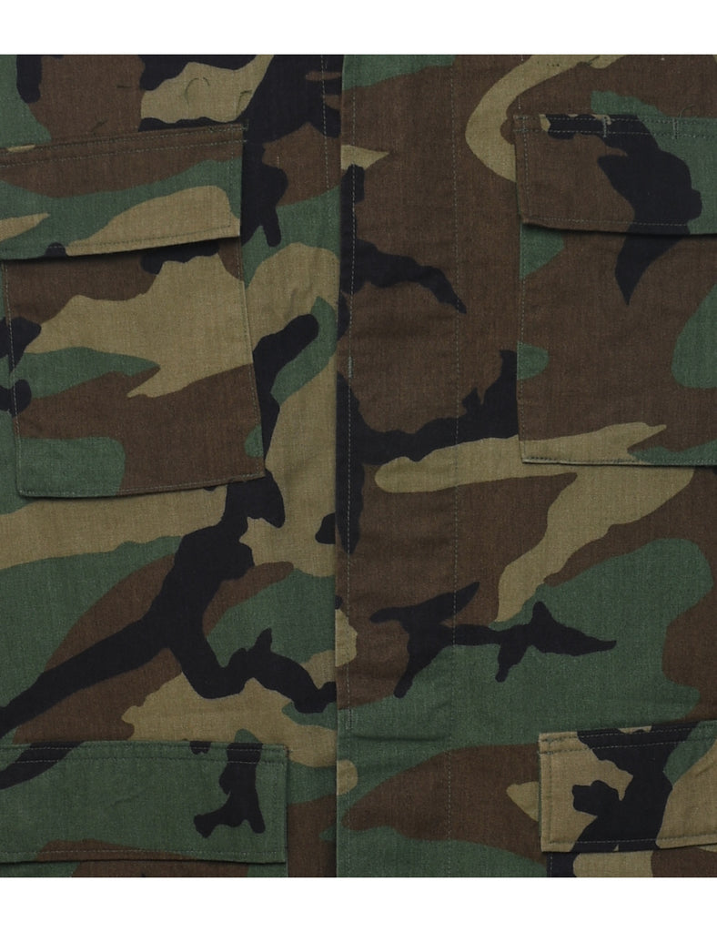 Camouflage Print Military Jacket - L
