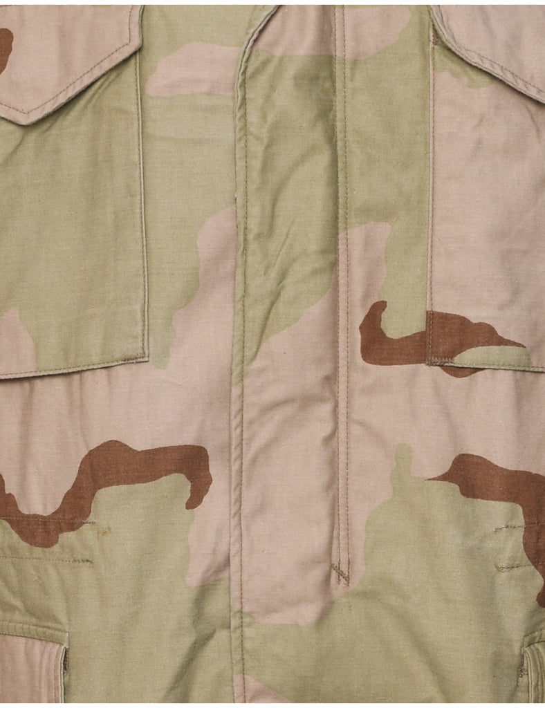 Camouflage Print Military Jacket - L