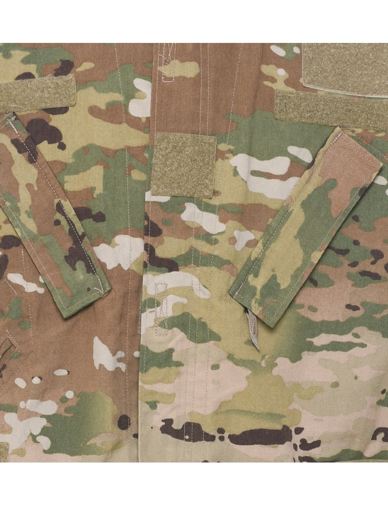 Camouflage Print Military Jacket - L