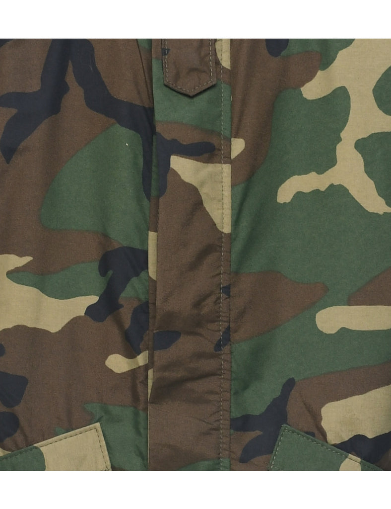 Camouflage Print Military Jacket - L