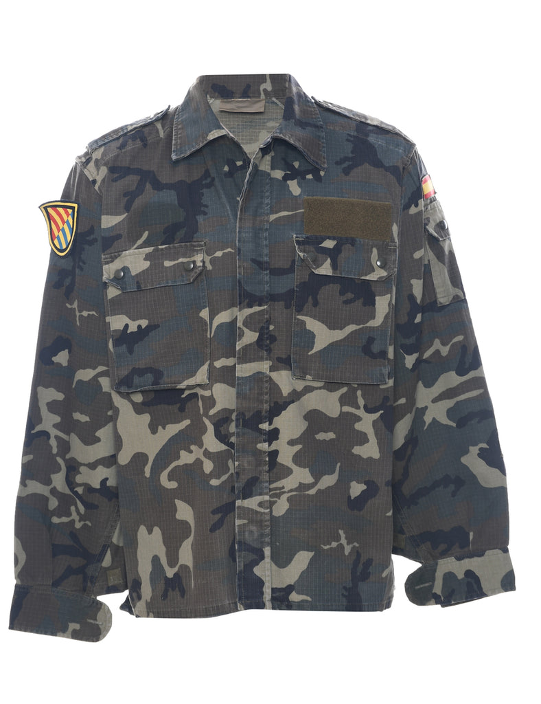 Camouflage Print Military Shirt - L