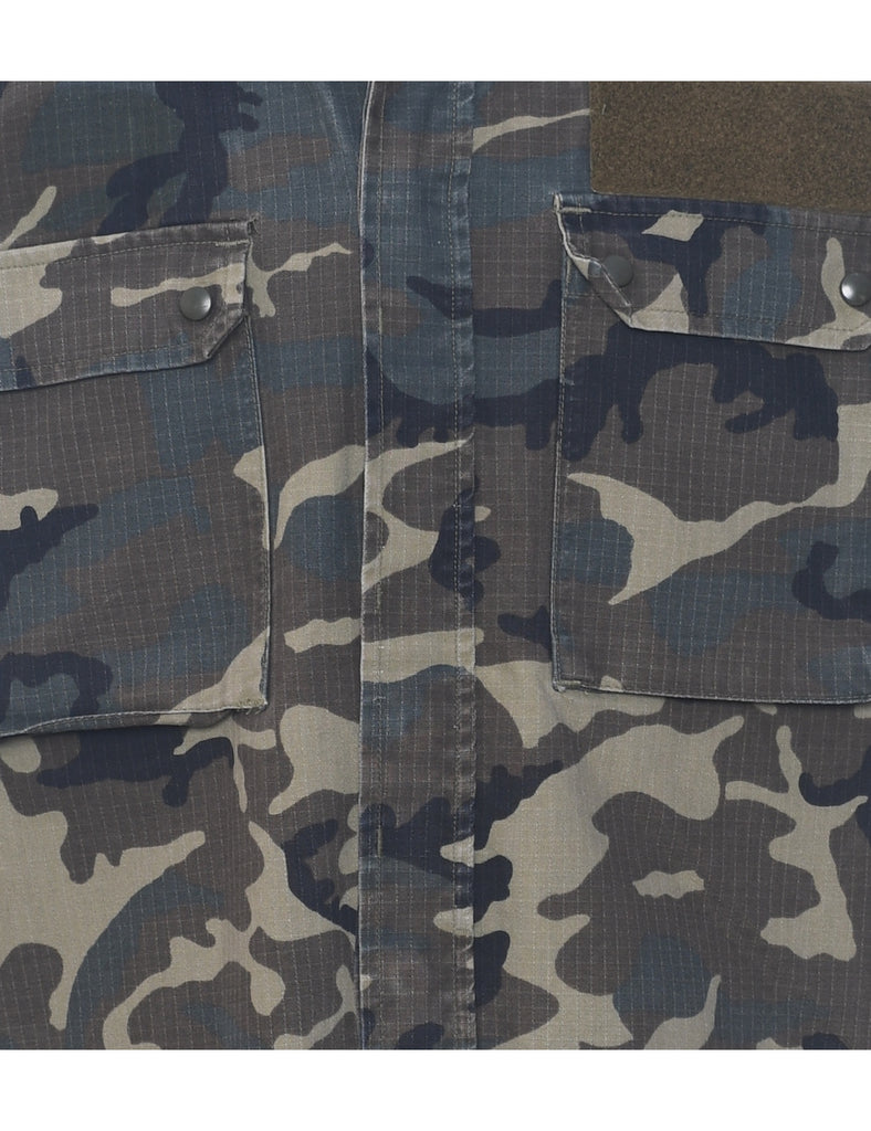 Camouflage Print Military Shirt - L