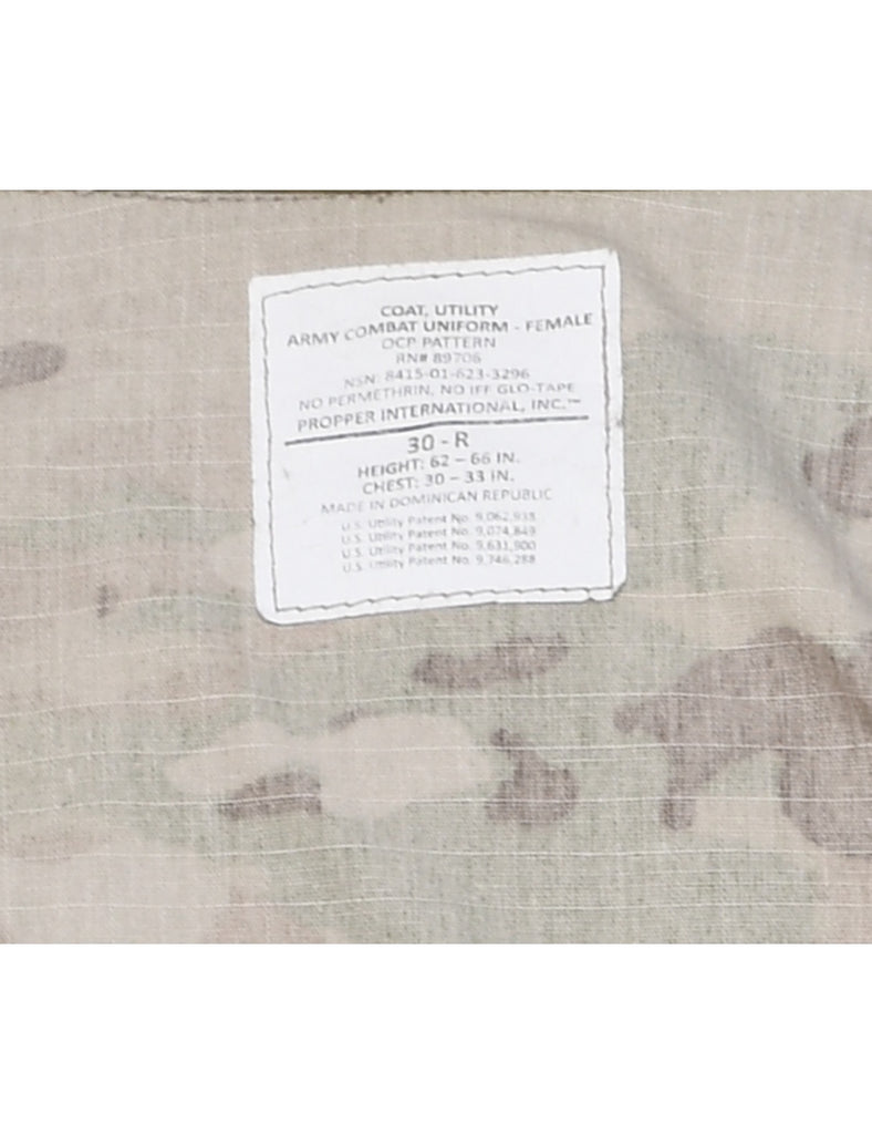 Camouflage Print Military Shirt - S