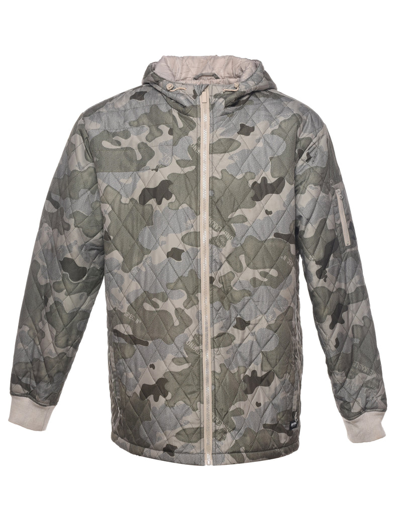 Camouflage Print Puffer Jacket - L