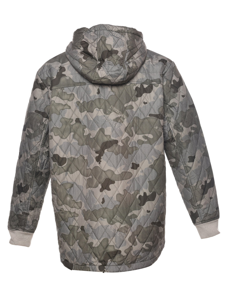Camouflage Print Puffer Jacket - L