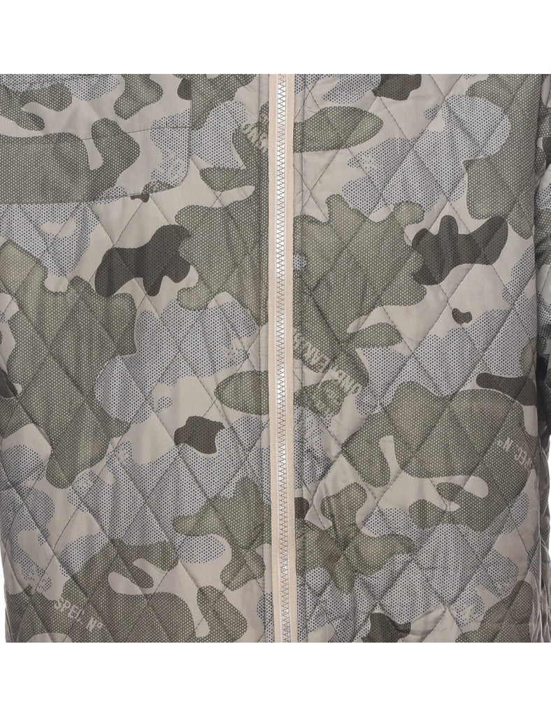 Camouflage Print Puffer Jacket - L