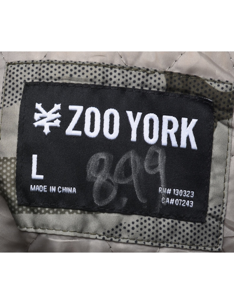 Camouflage Print Puffer Jacket - L