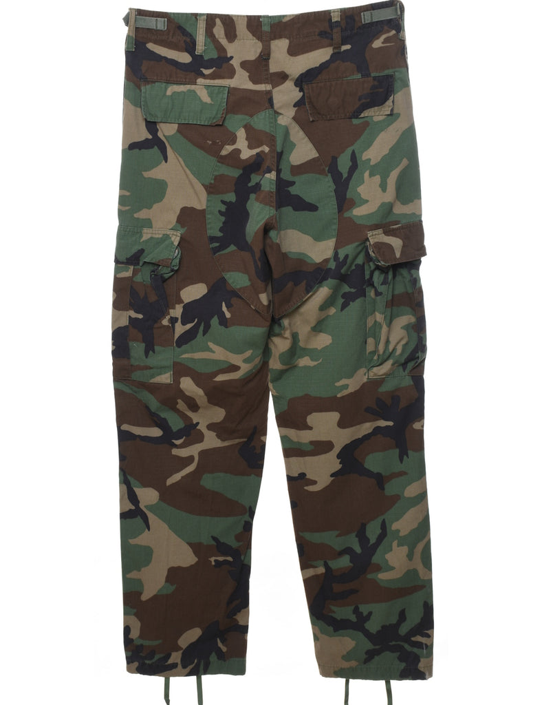Camouflage Print Y2K Cargo Trousers - W34 L32