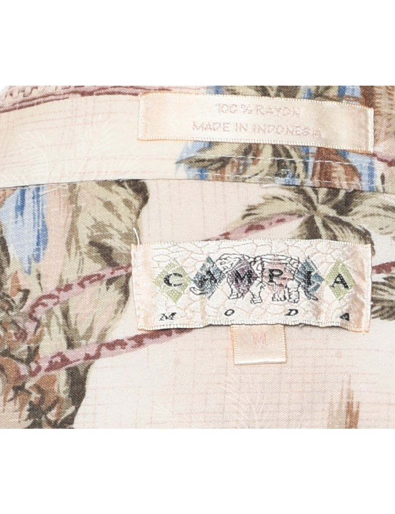 Campia Island Print Hawaiian Shirt - M