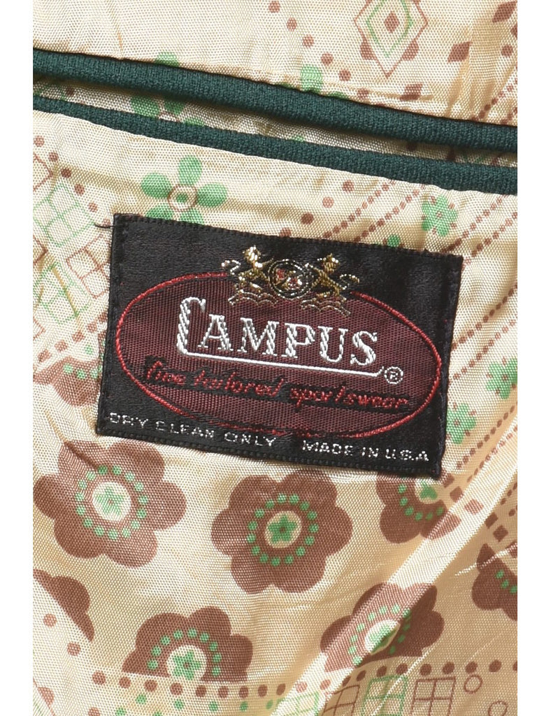 Campus Dark Green 1970s Floral Lined Blazer - M