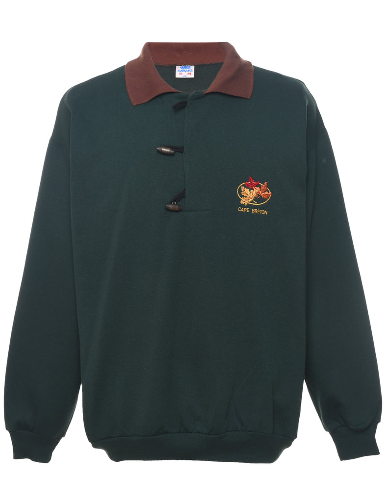 Cape Breton Embroidered Dark Green Sweatshirt - XXL