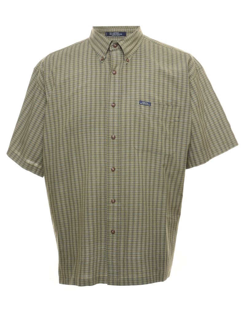 Chaps Checked Olive Green Classic Shirt - XL