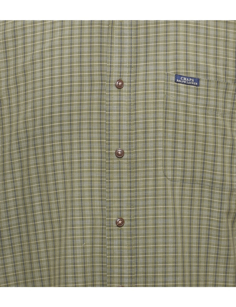 Chaps Checked Olive Green Classic Shirt - XL