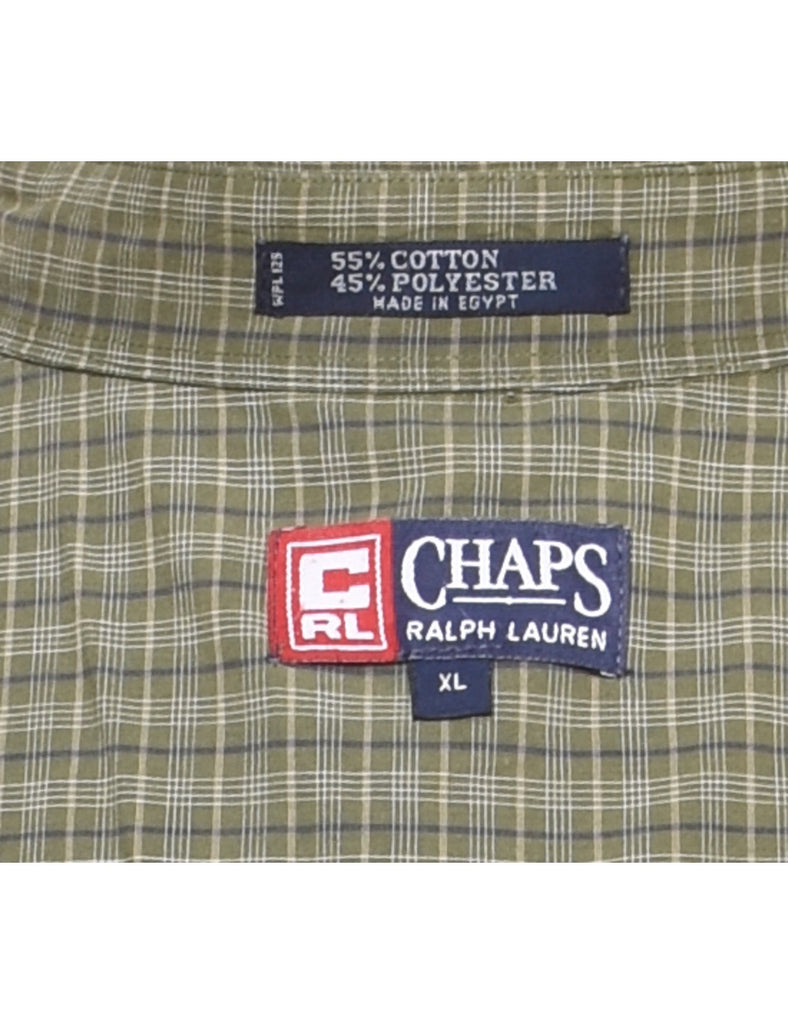 Chaps Checked Olive Green Classic Shirt - XL